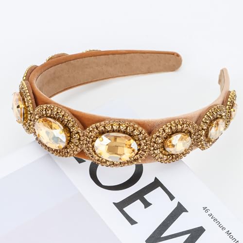 Gold Baroque Rhinestone Padded Headband - Vintage Crystal Hair Accessory