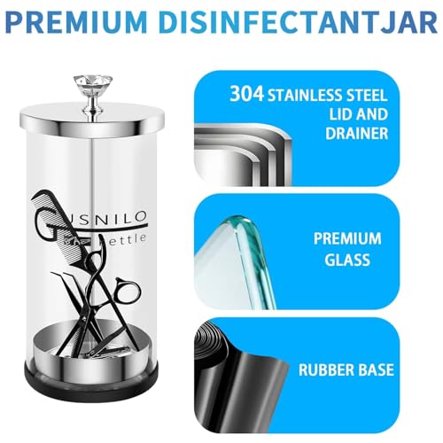 30 Oz Glass Salon Jar with Stainless Steel Tray for Nail Tools