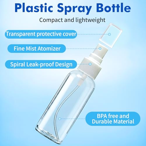 TSA Approved Travel Spray Bottles - 5 Pack, 3.4 oz Clear Plastic