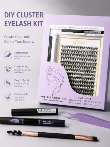 YUZIMAI 280Pcs D Curl Lash Clusters Kit for DIY Eyelash Extensions