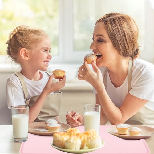 Pink Silicone Toddler Placemat - Non-Slip Food Mat for Dining