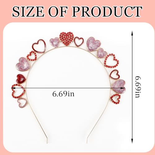 AHONEY Valentine Heart Red Headband for Women & Girls - Style 6