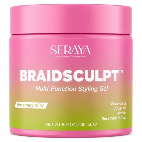 SERAYA BraidSculpt Extra Hold Braiding Gel – Rosemary Mint, 16.9 oz