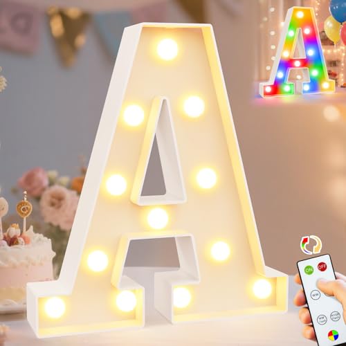 Light Up Marquee Letter A with Remote - Colorful LED Night Light