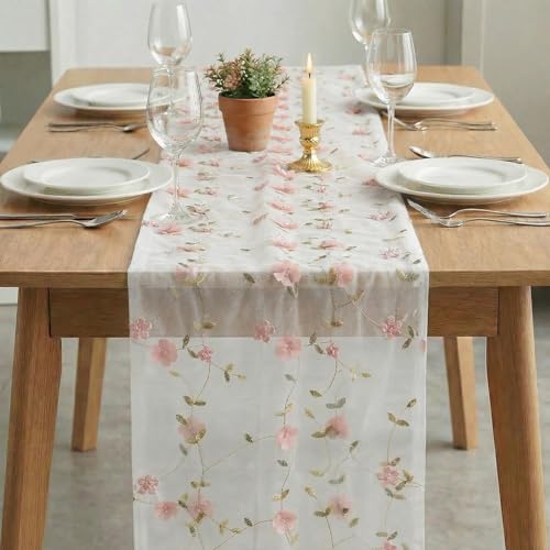 Artoid Mode Pink 3D Flower Table Runner - 28 x 120 Inch Polyester