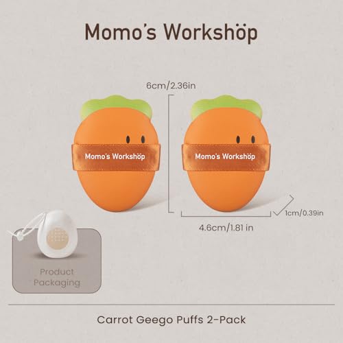Momo's Workshop Carrot Makeup Sponge Set - 2 Pcs Hydrophilic PU Sponges