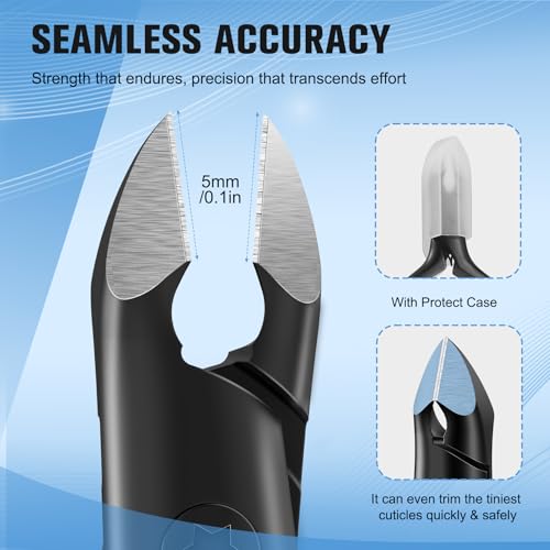 FERYES Black Stainless Steel Cuticle Nippers - 4R13 Precision Manicure & Pedicure Tool