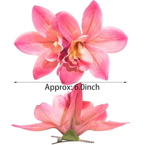 6-Inch Orchid Flower Hair Clip - Hawaiian Hibiscus Barrettes