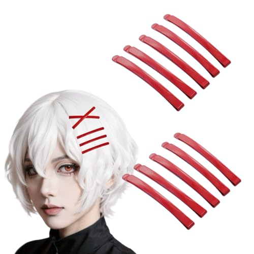 10 Pcs Red Bobby Pins for Anime Cosplay & Punk Hairstyles