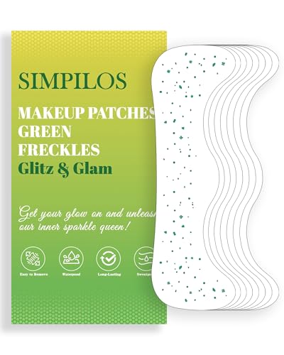 Simpilos Green Face Glitter Patches - Waterproof Body Makeup Freckles for St. Patrick's Day (8 Sheets)