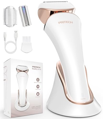 PRITECH Gold & White Rechargeable Women Electric Razor - Portable Lady Shaver