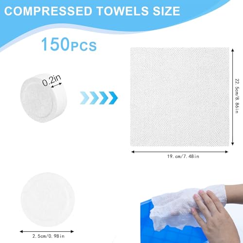 150 Compressed Towels - Soft & Absorbent Disposable Washcloths