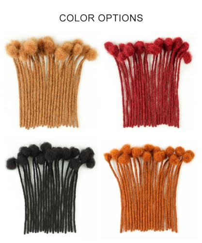 ADIASAI 0.4cm Natural Black Human Hair Dreadlock Extensions - 8 Inch, 10 Locs