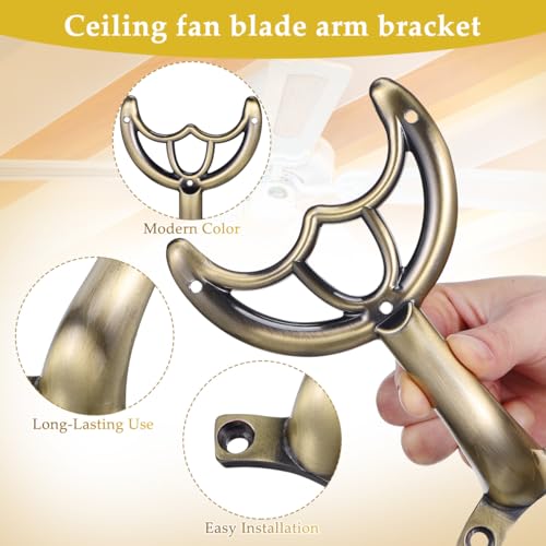 DOITOOL Antique Brass Ceiling Fan Blade Arm Replacement for 52 Inch Fans