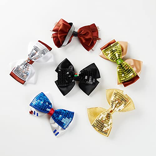 6-Piece Girls' Film-Inspired Grosgrain Ribbon Hair Bow Clips, 4-Inch