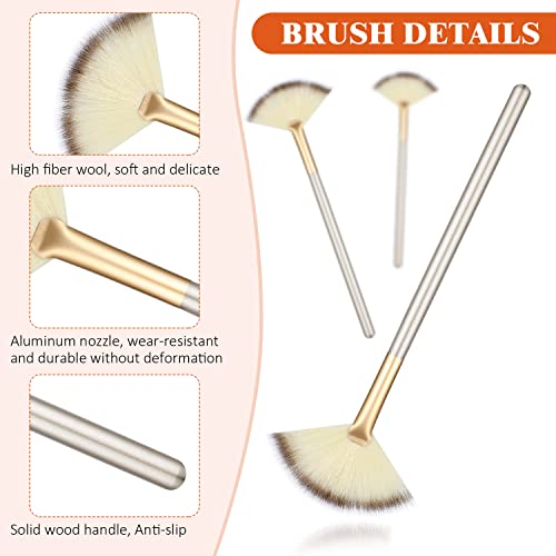 9-Pack Soft Facial Fan Makeup Brushes with Wooden Handles