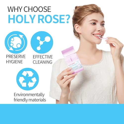 Holy Rose Pink Dental Floss Picks Travel Case 2 Pack, 104 Mint-Flavored Flossers