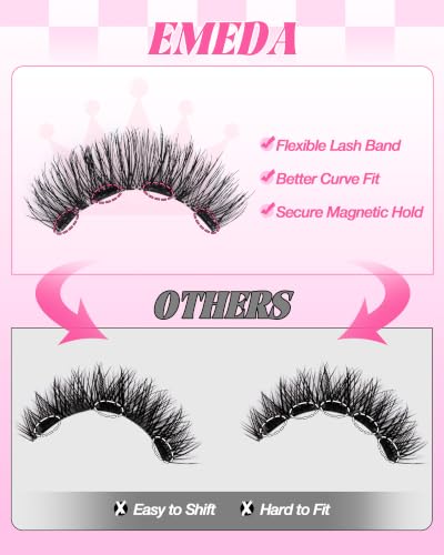 EMEDA Magnetic Eyelashes with Applicator — Reusable, No Glue