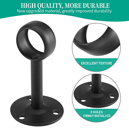 Heavy Duty Ceiling-Mount Curtain Rod Bracket Holders - 4 PCS, Black