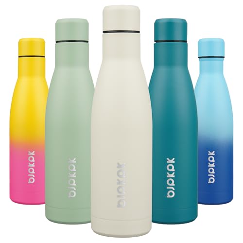 BJPKPK 17oz Insulated Stainless Steel Water Bottle - Leak Proof, BPA Free, Travel Friendly, Beige