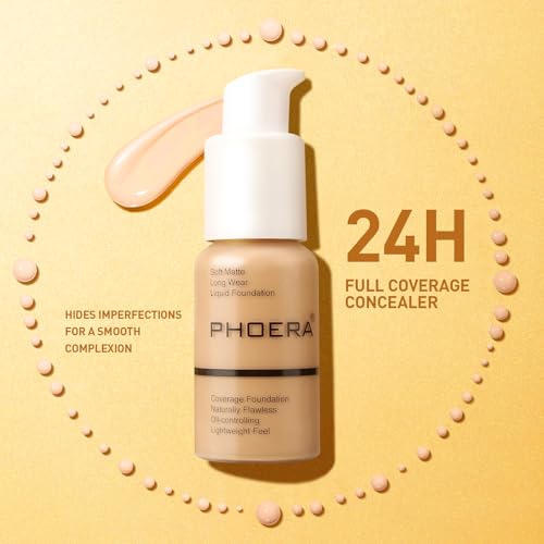 Phoera Full Coverage Matte Liquid Foundation Nude 1 Fl Oz - Mature Skin