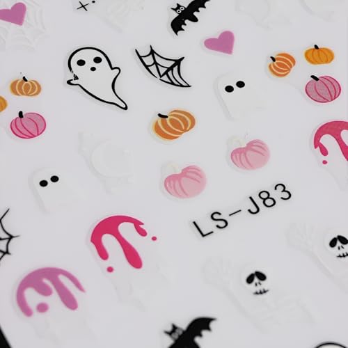 Halloween Nail Stickers 12 Sheets Halloween Nail Art Decals Ghost Pumpkin for Manicure