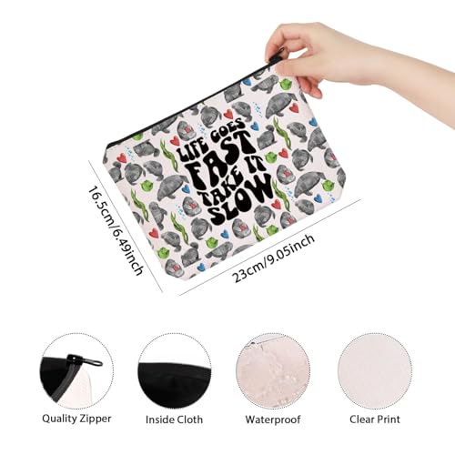 Life Goes Bag (Life Goes) TSOTMO Manatee Cosmetic & Toiletry Pouch - Zippered Gift for Sea Creature Lovers