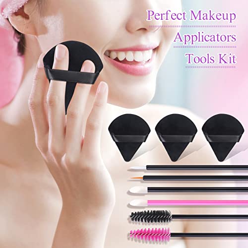 248 Pcs Disposable Makeup Applicator Kit with Triangle Puffs - White