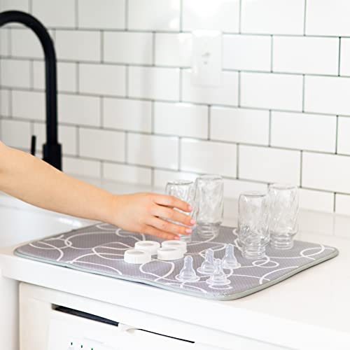Ubbi Microfiber Dish Drying Mat Set of 2 - Gray Kitchen Essential