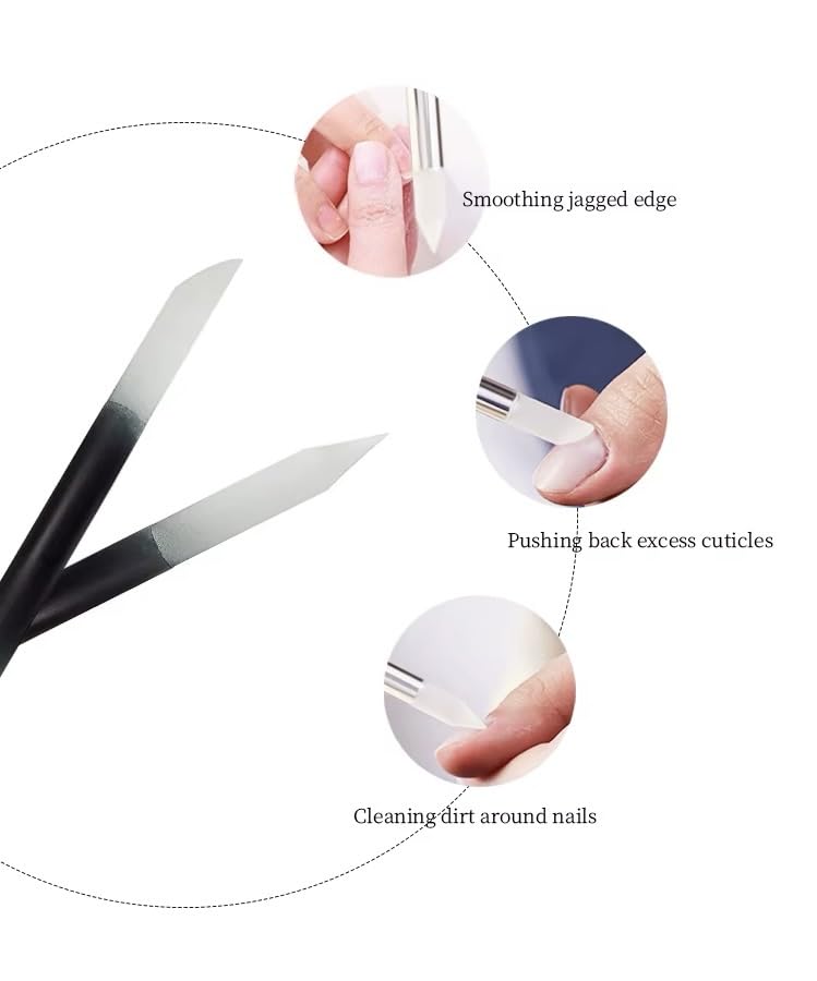 Glass Nail File Set with Cuticle Pusher & Buffer – Manicure Tools for Nails & Pedicure