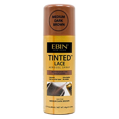 EBIN NEW YORK Lace Tint Spray, Medium Dark Brown - 2.7 Fl Oz (Wig Tint)