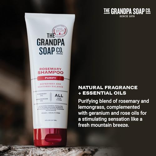 Grandpa's Rosemary & Lemongrass Purifying Shampoo - 8 Fl Oz, Vegan & Sulfate-Free