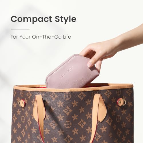 ROWNYEON Mini Vegan Leather Makeup Bag - Portable Cosmetic Pouch for Purse