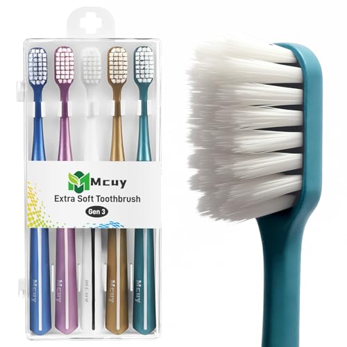 Ultra Soft Toothbrushes for Sensitive Teeth - 5 Pack with Travel Case