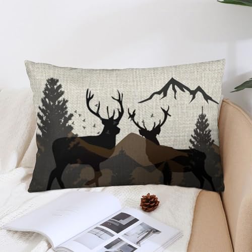 ITFRO Deer Pine Tree Decorative Throw Pillow Cover - 12x20 inch