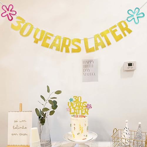 30th Birthday Party Supplies - Glitter Banner & Cake Topper