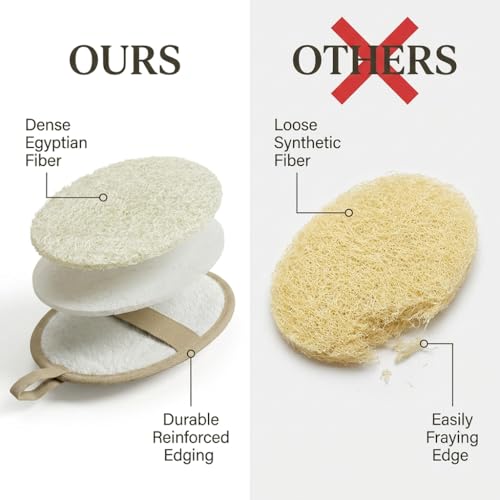 Premium Egyptian Loofah 2-Pack for Couples - White & Brown Exfoliating Scrubbers