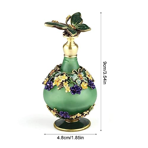 Rayberro Green Butterfly Vintage Perfume Bottle 25ML Refillable Glass with Rhinestones