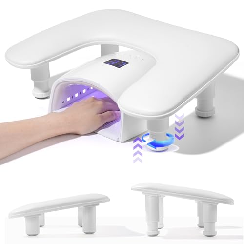 2nd Gen Height-Adjustable Nail Arm Rest - Ergonomic White Cushion