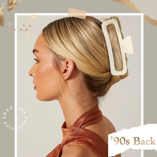 LILIEBE 5” Large Claw Hair Clips for Thick Hair, 4-Pack, Strong Hold, Unbreakable Stylist Clips for Women & Girls
