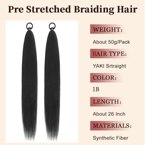 TruYang 2 Pack 26 Inch Yaki Straight Ponytail Extensions - Black