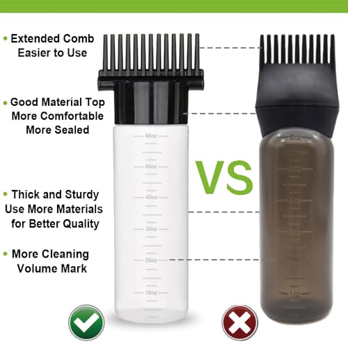 Hair Oiling Applicator with Comb - 2 Pack, 6 OZ Hair Dye Bottle