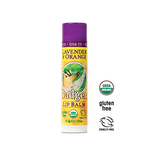 Badger Organic Lip Balm Lavender & Orange 0.15 oz Pack of 1 - Moisturizing & Cruelty-Free