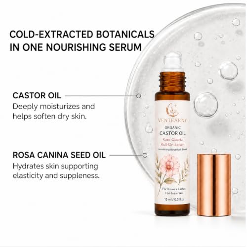 Organic Castor Oil & Rosehip Seed Oil Roll-On Serum - White