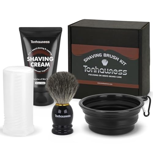 Badger Hair Travel Shaving Brush Set for Men - 4 in 1 Kit