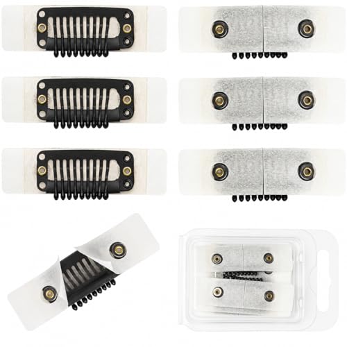 Black Metal Wig Clips - 6 Pack, 15x55mm, No-Sew Hair Extension Clips