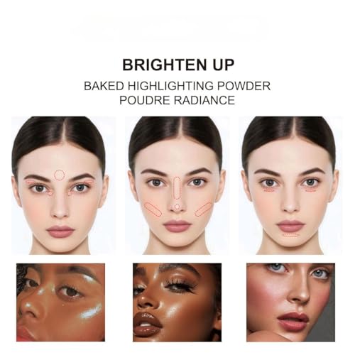 Corlo 303-Glow Baked Highlighter Contour Powder - Sheer Pearl Shimmer for Face