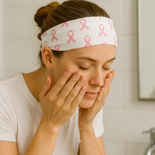 Heyiminy 3-Pack Pink Ribbon Headbands for Breast Cancer Awareness Women’s Hair Accessories