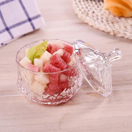 8oz Glass Candy Dish with Lid - Decorative Storage Jar for Snacks