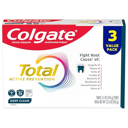 Colgate Total Deep Clean Mint Toothpaste 5.1 oz, 3 Pack - Anticavity Fluoride Formula